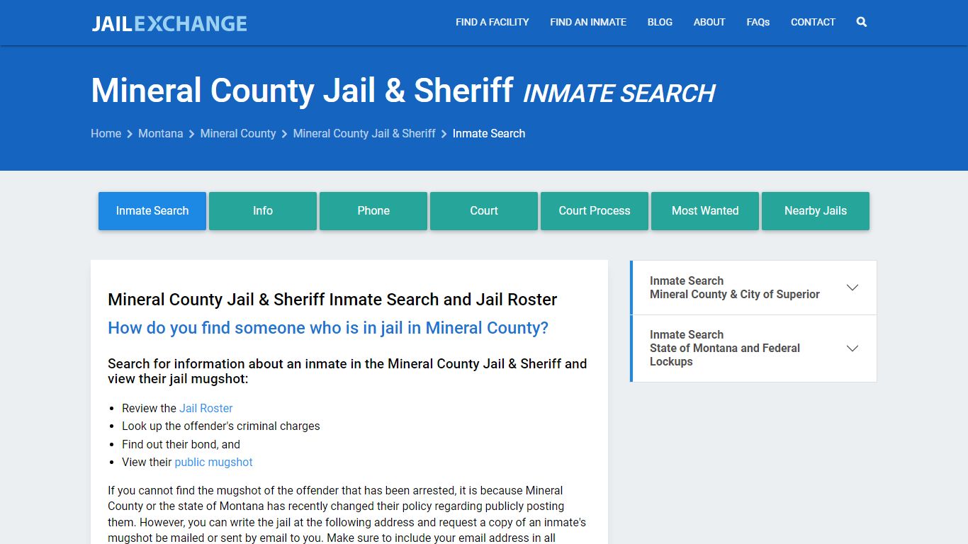 Mineral County Jail & Sheriff Inmate Search - Jail Exchange