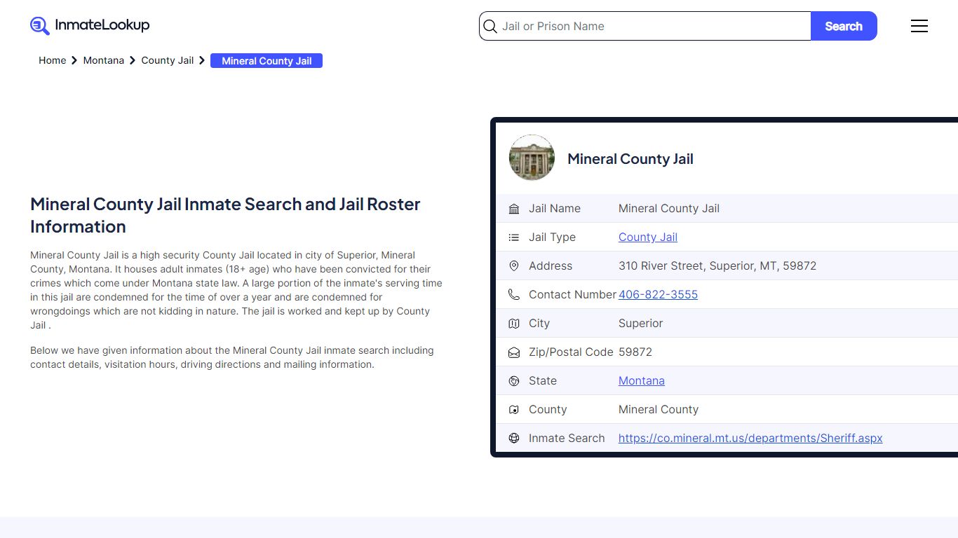 Mineral County Jail (MT) Inmate Search Montana - Inmate Lookup
